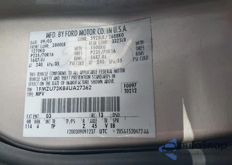 2004 Ford Explorer Nbx/Xlt from USA, damaged, VIN 1FMZU73K84UA27362